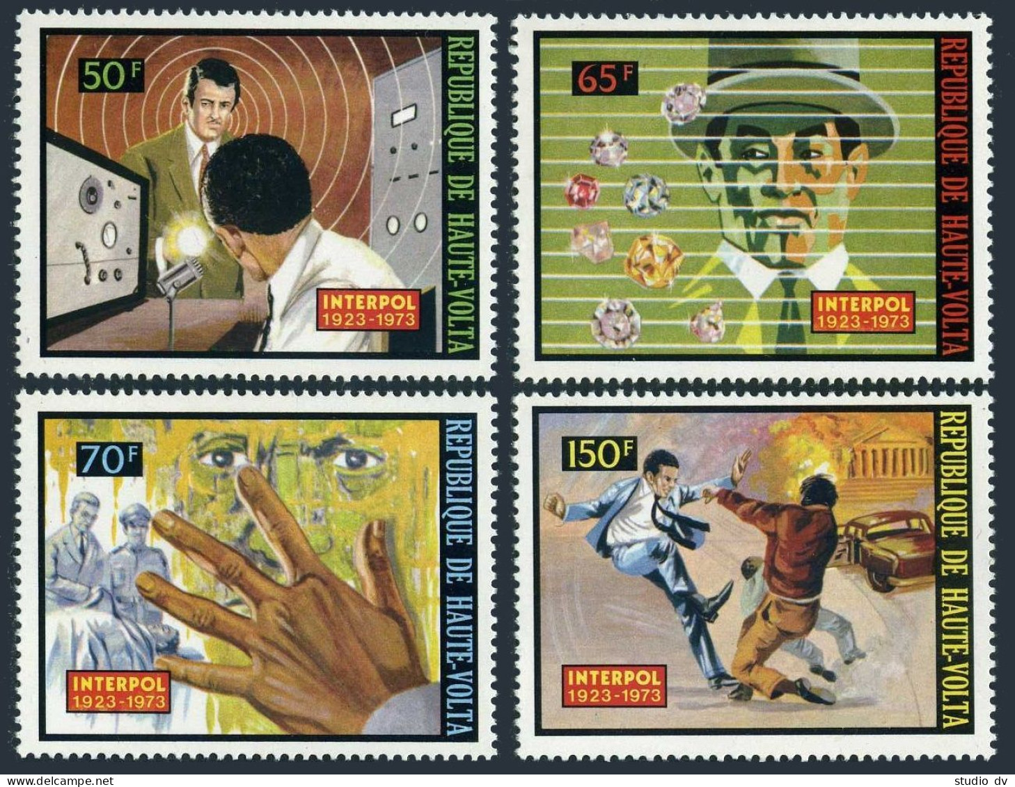 Burkina Faso 301-304, MNH. Michel 467-470. Interpol, 50th Ann. 1973. - Burkina Faso (1984-...)