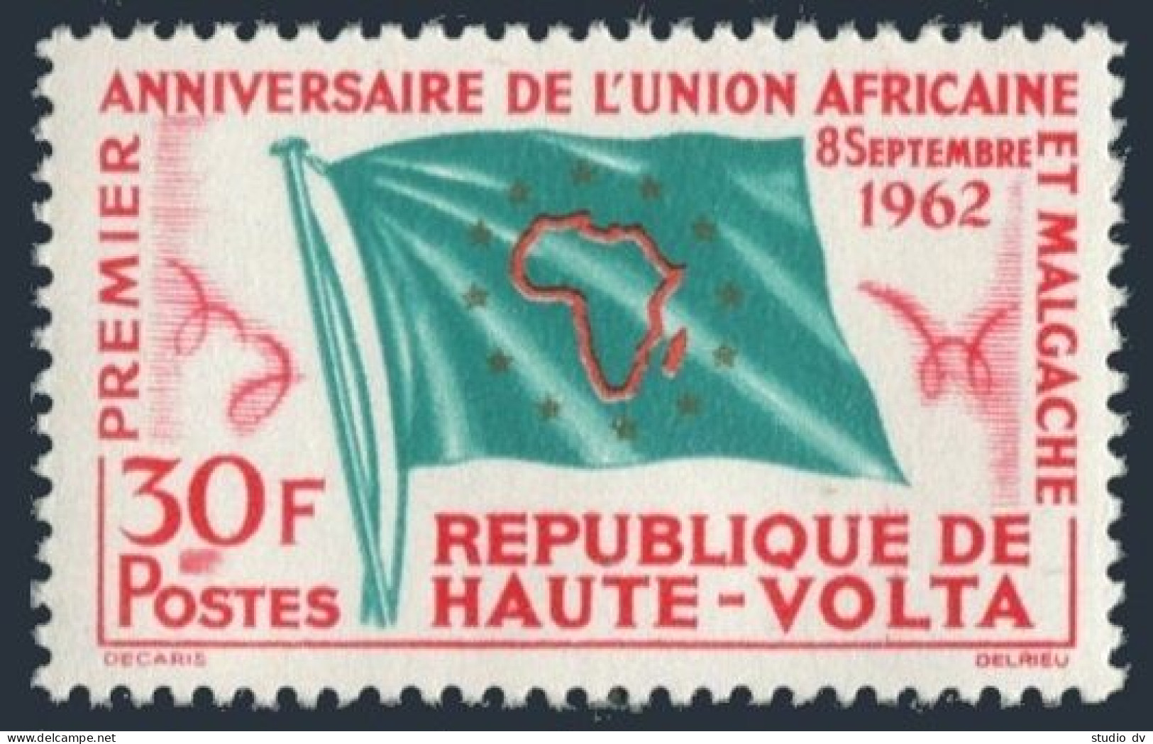 Burkina Faso 106 Block/4, MNH. Michel 111. African-Malagasy Union, 1962. Flag. - Burkina Faso (1984-...)