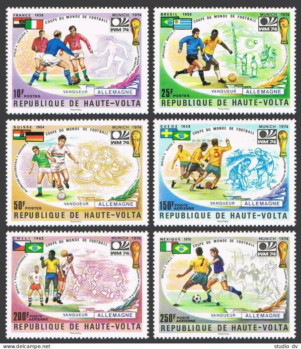 Burkina Faso 335-337, C193-C195, MNH. Mi 524-239. World Soccer Cup Munich-1974. - Burkina Faso (1984-...)