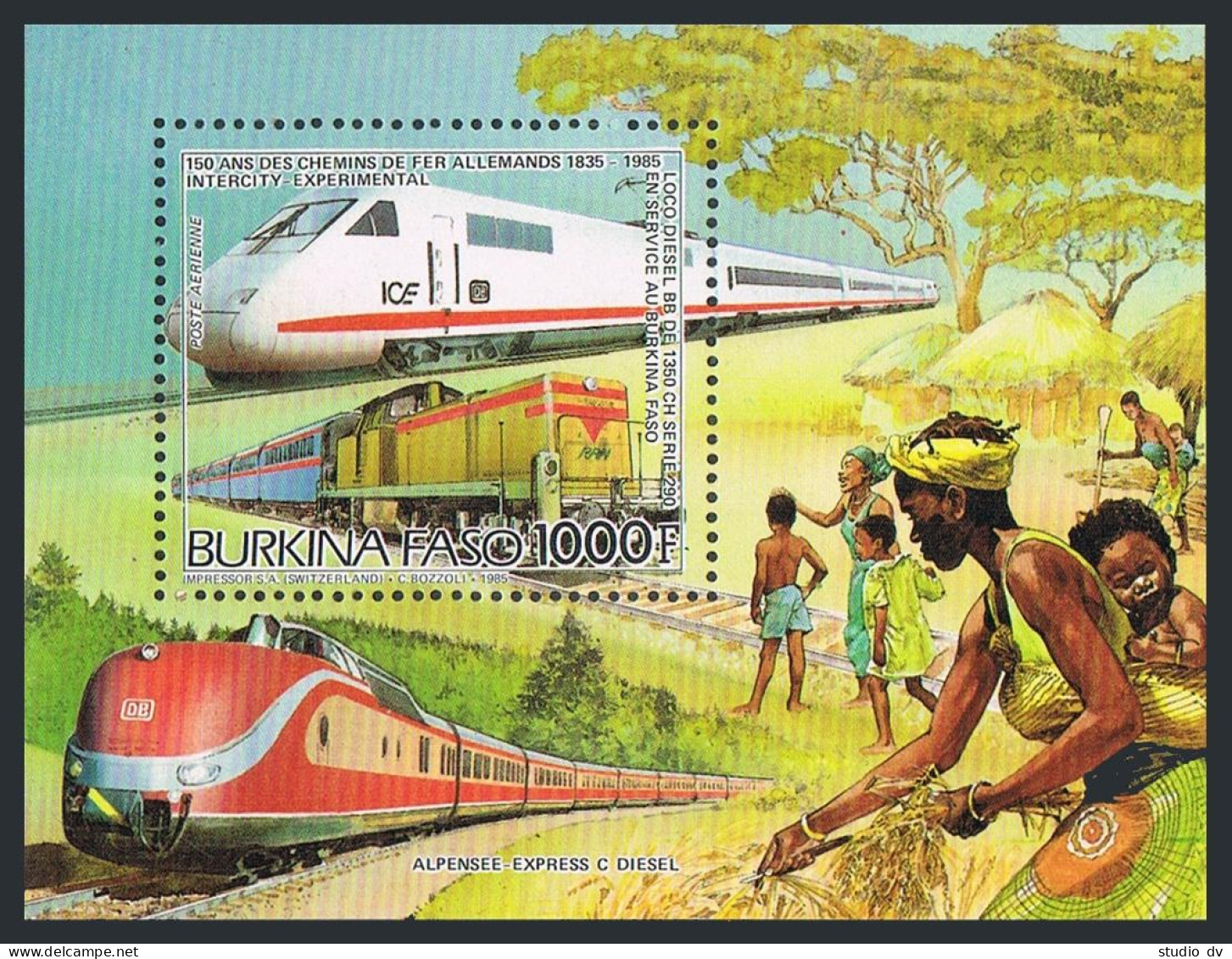 Burkina Faso 770, MNH. Mi 1086 Bl.120. Electric Train, Series 290 Diesel, 1986. - Burkina Faso (1984-...)