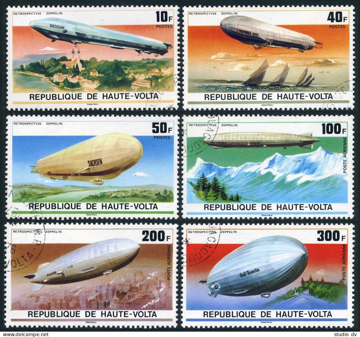 Burkina Faso 395-397,C234-C236,CTO.Michel 625-630. Zeppelin,75th Ann.1976. - Burkina Faso (1984-...)