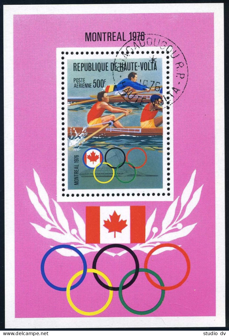 Burkina Faso C233,CTO.Michel 622 Bl.41. Olympics Montreal-1976.Men Sculls. - Burkina Faso (1984-...)