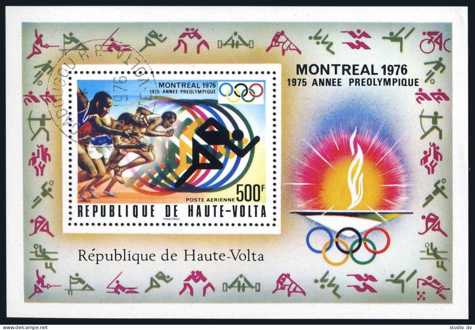 Burkina Faso C230,CTO.Michel 616 Bl.40. 1975 Pre Olympics Montreal-1976.Sprint. - Burkina Faso (1984-...)