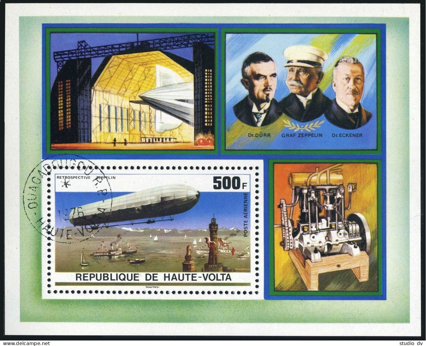 Burkina Faso C237,CTO.Michel Bl.42. Zeppelin,75th Ann.1976. - Burkina Faso (1984-...)