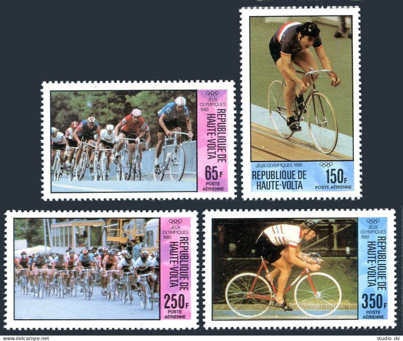 Burkina Faso C258-C261, MNH. Michel 795-798. Olympics Moscow-1980. Bicycling. - Burkina Faso (1984-...)