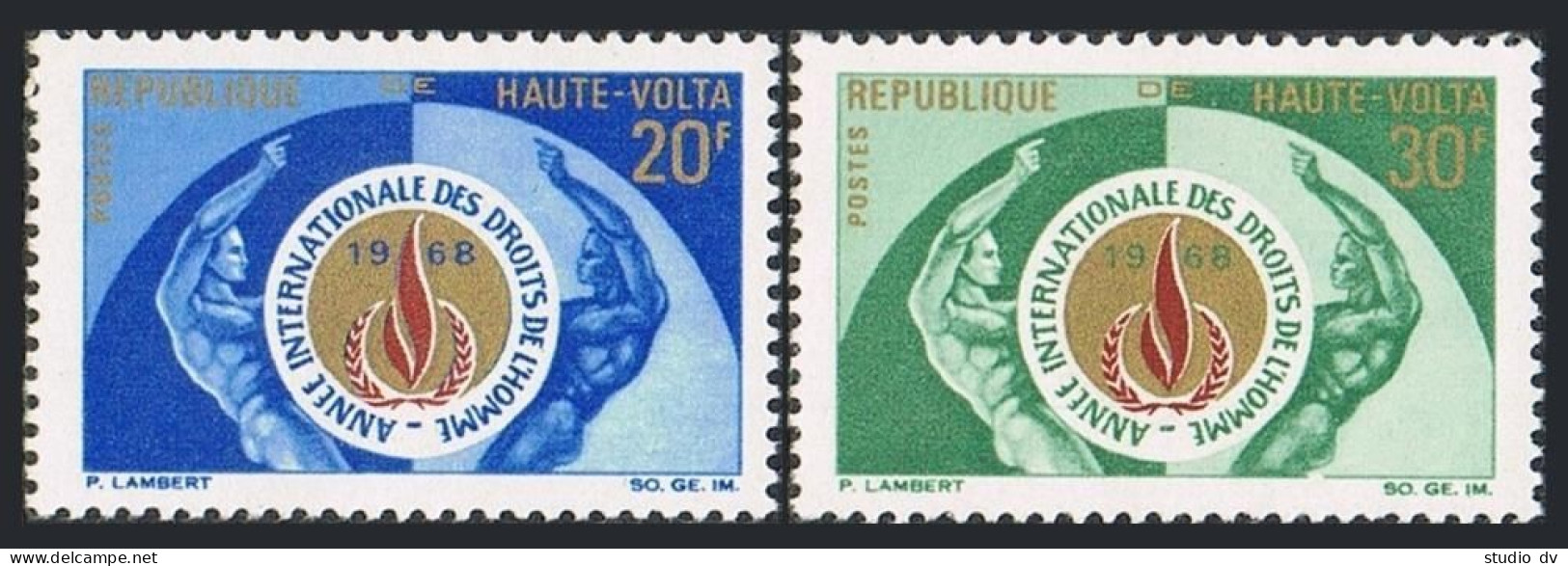 Burkina Faso 185-186,MNH.Michel 233-234. Human Rights Year IHRY-1968. - Burkina Faso (1984-...)