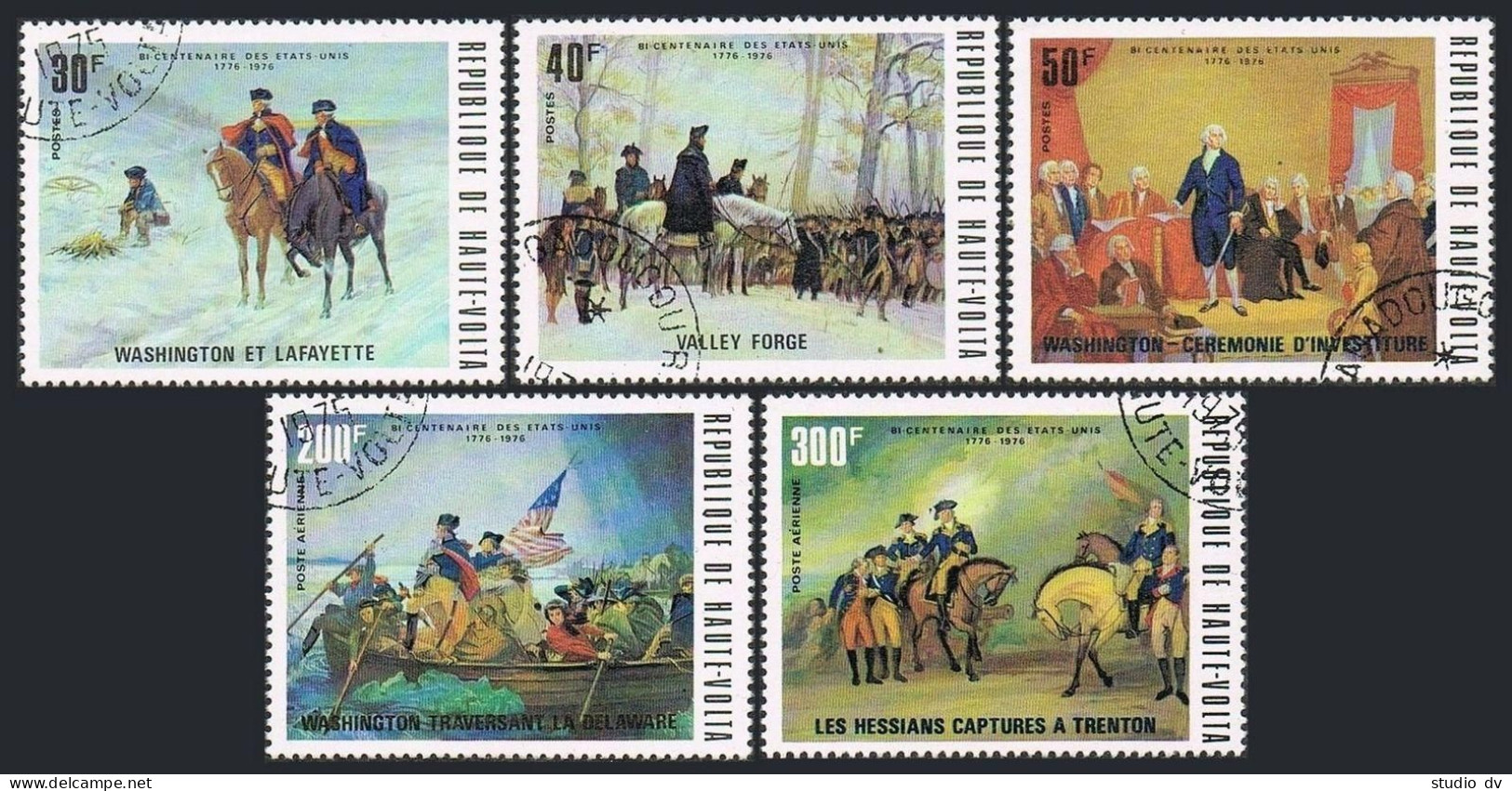 Burkina Faso 365-C210,2367A, CTO. Mi 569-573,Bl.34. America-200,1976. War Scenes - Burkina Faso (1984-...)