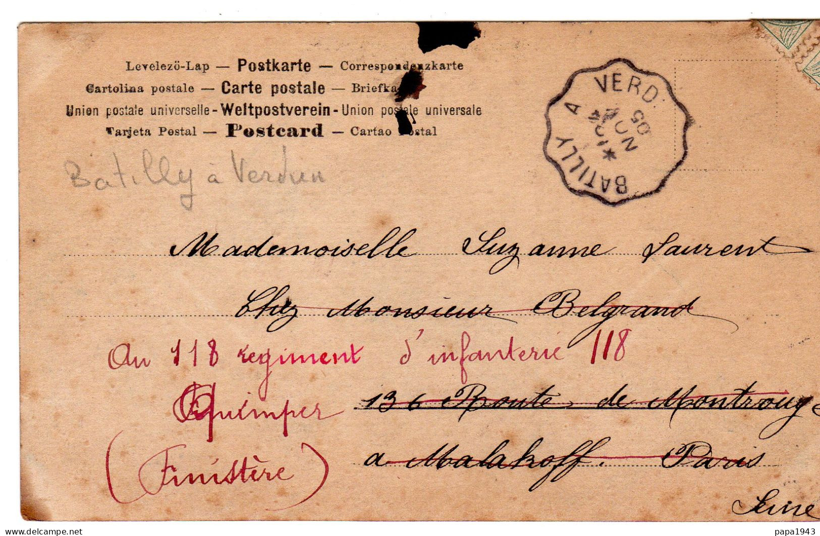 1905  C P  CAD Convoyeur De BATILLY à VERDUN - Lettres & Documents