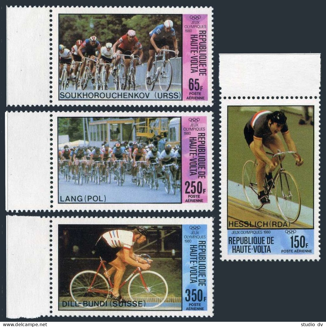 Burkina Faso C263-C266,C267,MNH.Mi 808-811,Bl.56. Olympics Moscow-1980.Bicycling - Burkina Faso (1984-...)