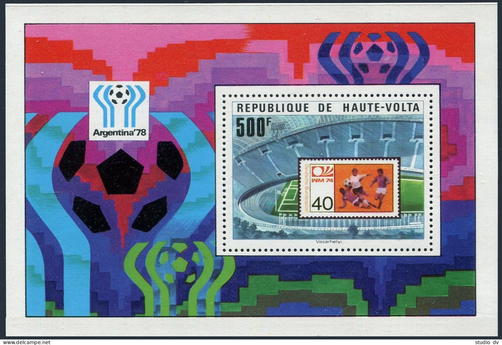Burkina Faso 456-460,461,MNH. Mi 700-704,Bl.48. World Soccer Cup Argentina-1978. - Burkina Faso (1984-...)