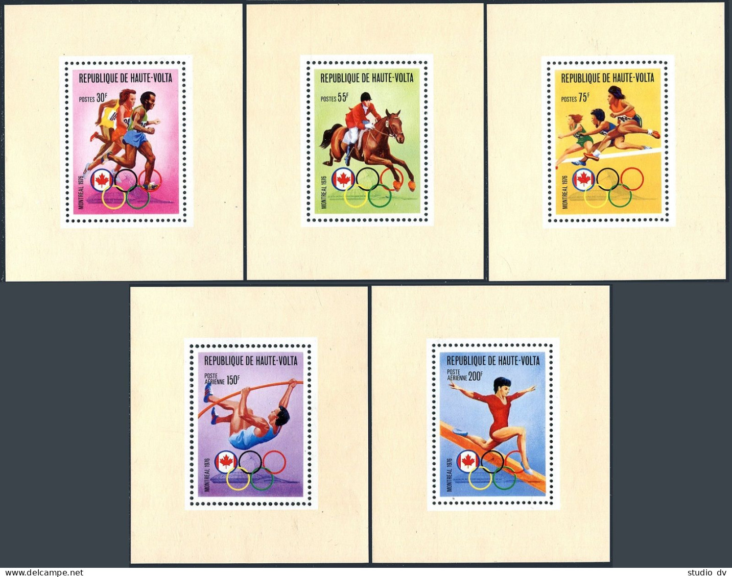Burkina Faso 390-392, C231-C232 Deluxe Sheets, MNH. Olympics Montreal-1976. - Burkina Faso (1984-...)