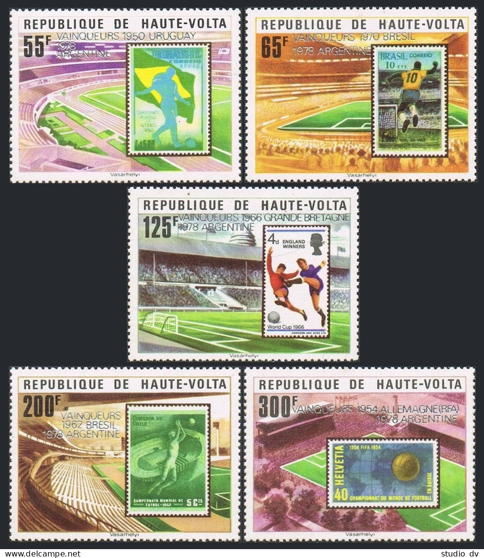 Burkina Faso 486-490,491, MNH. Mi 740-744,Bl.52. World Soccer Cups Winners.1979. - Burkina Faso (1984-...)