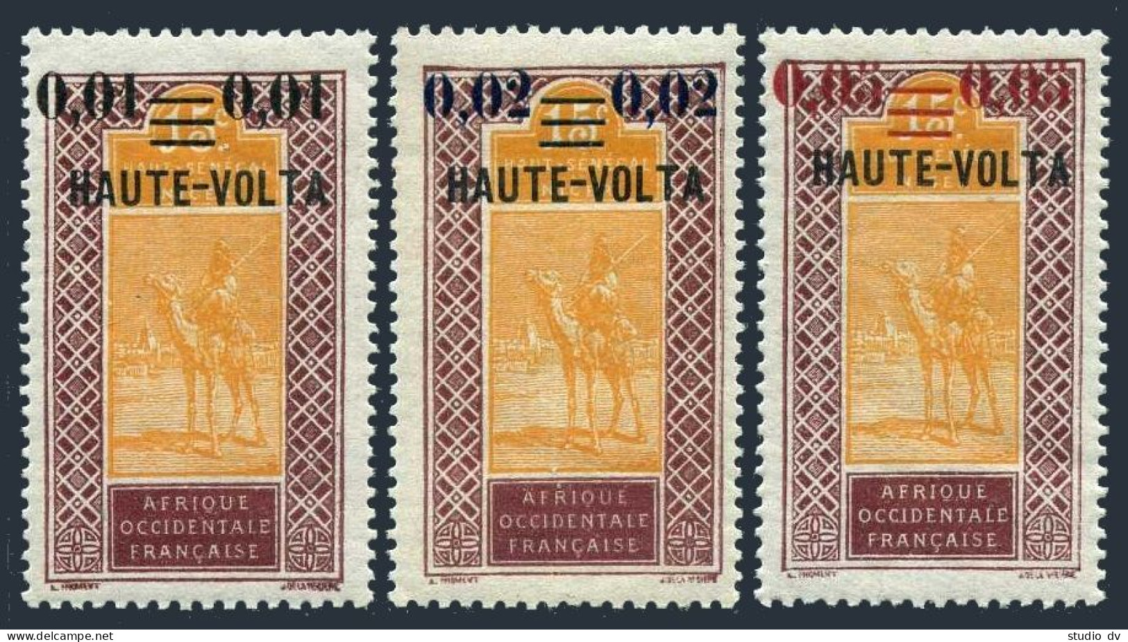 Burkina Faso 29-31, MNH. Mi 23-25. Camel & Rider, Overprinted, New Value 1922.  - Burkina Faso (1984-...)