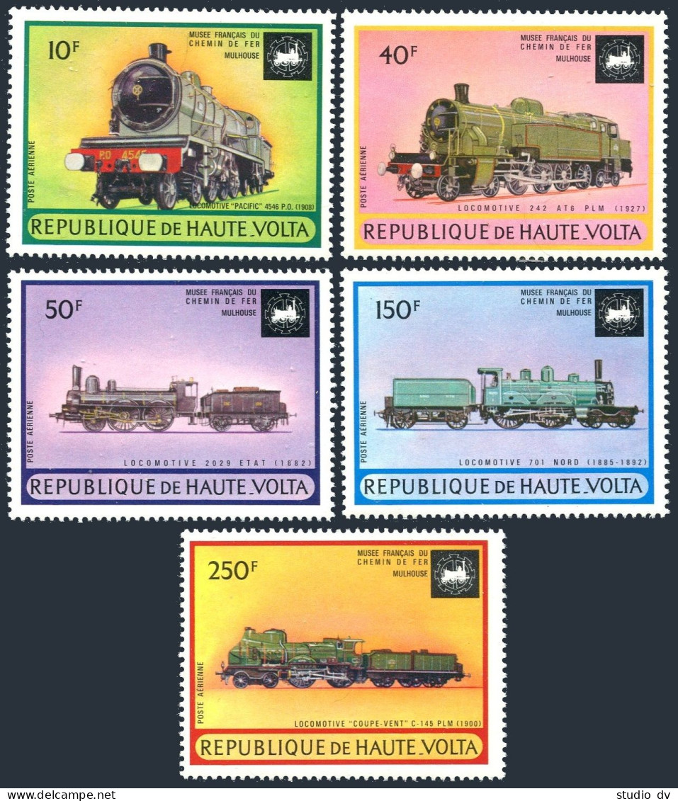 Burkina Faso C154-C158,MNH.Michel 440-444. Locomotives From Railroad Museum,1973 - Burkina Faso (1984-...)