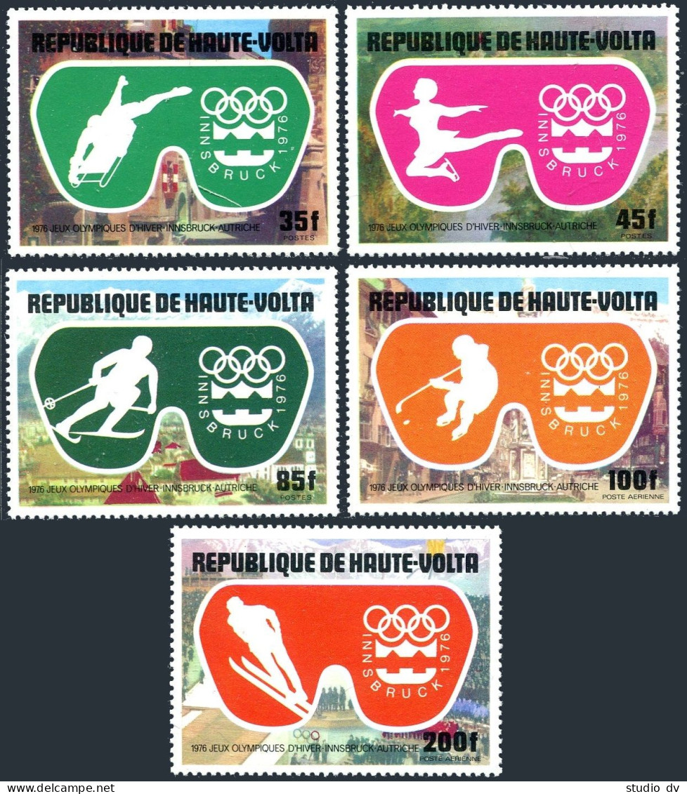 Burkina Faso 384-C226,C227,MNH.Michel 603-607,Bl.39. Olympics Innsbrouck-1976. - Burkina Faso (1984-...)