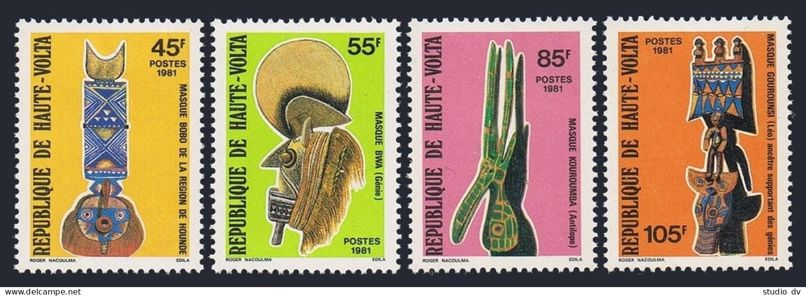 Burkina Faso 560-563, MNH. Michel 824-827. Ceremonial Masks, 1981. - Burkina Faso (1984-...)