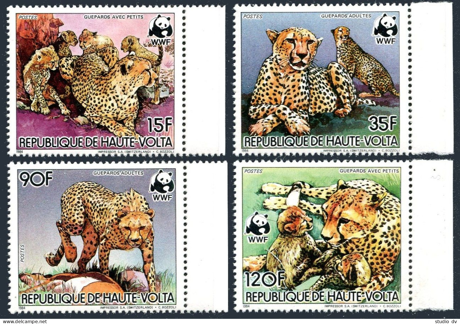 Burkina Faso 654-657, MNH. Michel 957-960. WWF 1984. Cheetah. - Burkina Faso (1984-...)