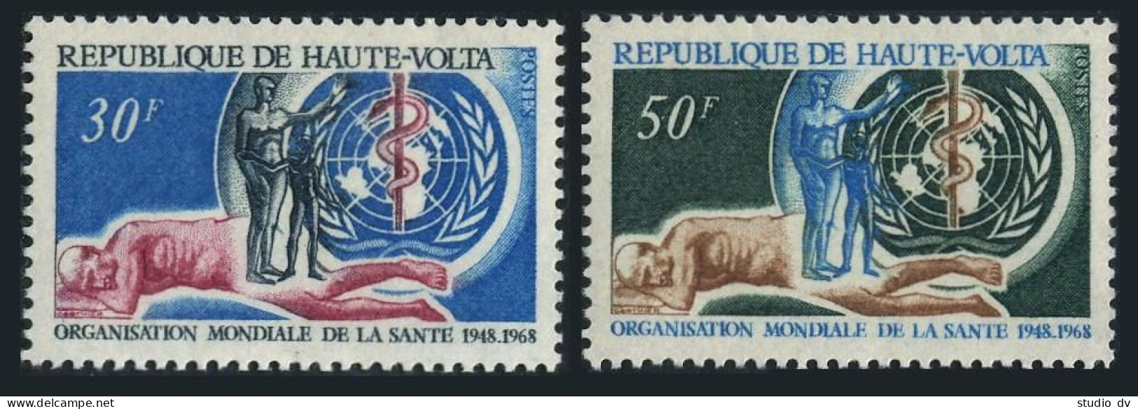 Burkina Faso 188-189.MNH.Michel 238-239. WHO-20,1968.Emblem,sick People.1968. - Burkina Faso (1984-...)