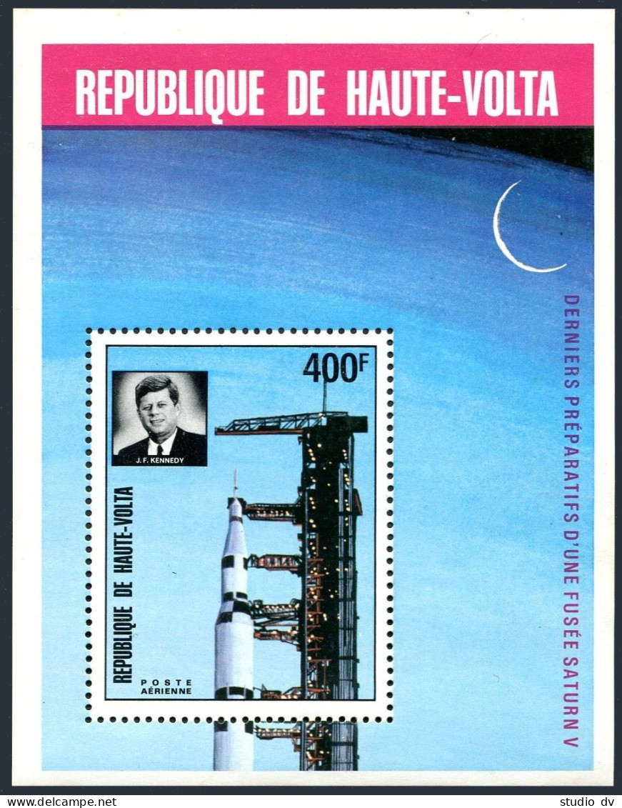 Burkina Faso 298-C168, C169, MNH. Mi 461-465, Bl.16. Space 1973. John F.Kennedy. - Burkina Faso (1984-...)