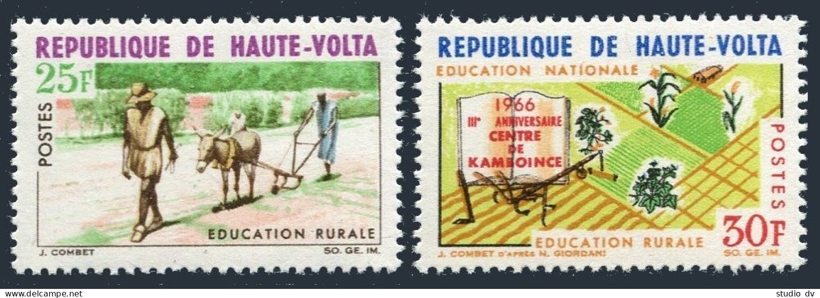 Burkina Faso 171-172, MNH. Michel 199-200. National Rural Education, 1966. - Burkina Faso (1984-...)