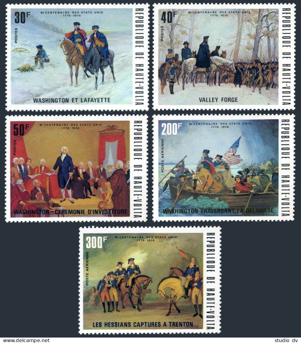 Burkina Faso 365-C210,367A, MNH. Mi 569-573,Bl.34. USA-200,1976. War Scenes.Art. - Burkina Faso (1984-...)