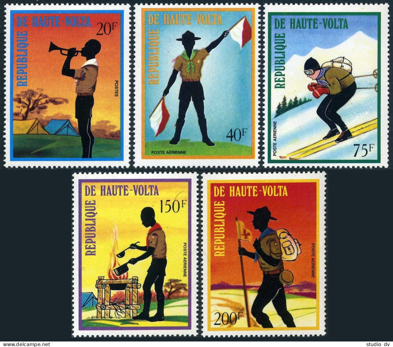 Burkina Faso 296,C160-C163,C164,MNH. Boy Scouts 1973. - Burkina Faso (1984-...)