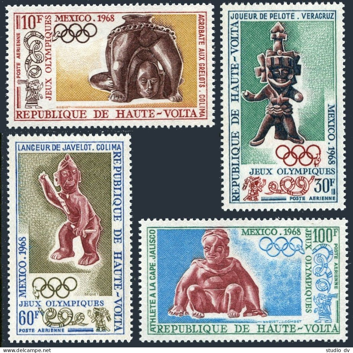 Burkina Faso C54-C57,MNH.Mi 246-249. Olympics Mexico-1968.Mexican Sculptures. - Burkina Faso (1984-...)