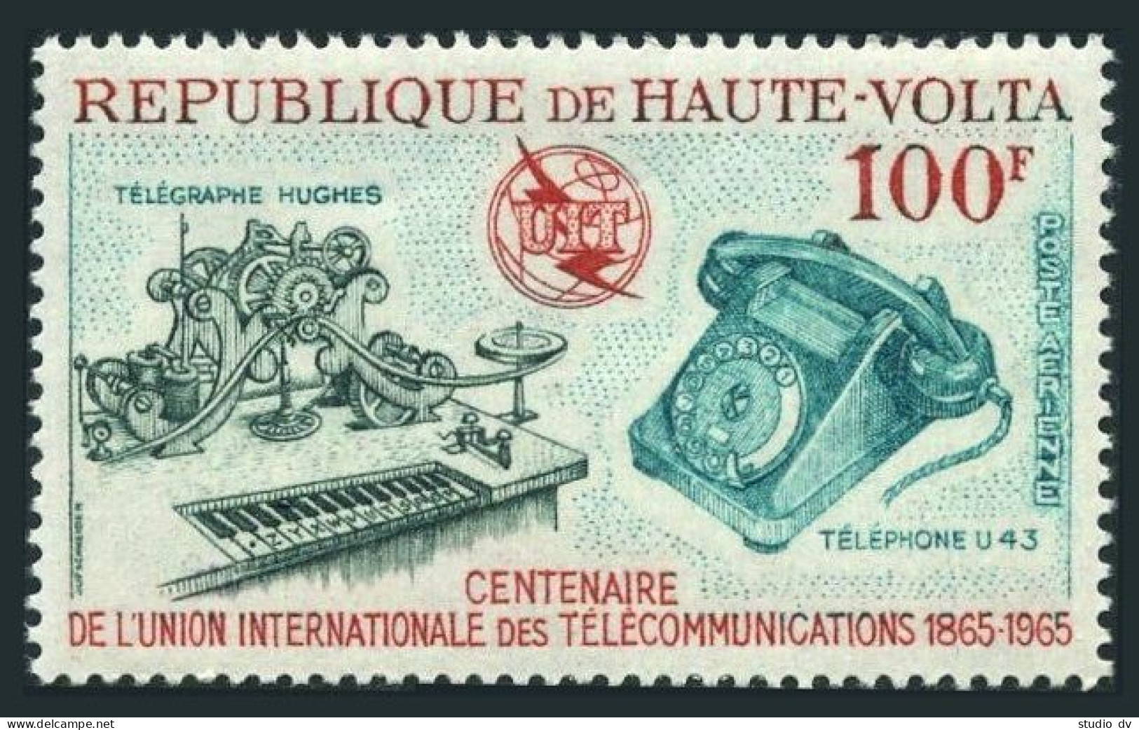 Burkina Faso C22, MNH. Michel 164. ITU-100, 1965. Hughes Telegraph, Telephone. - Burkina Faso (1984-...)