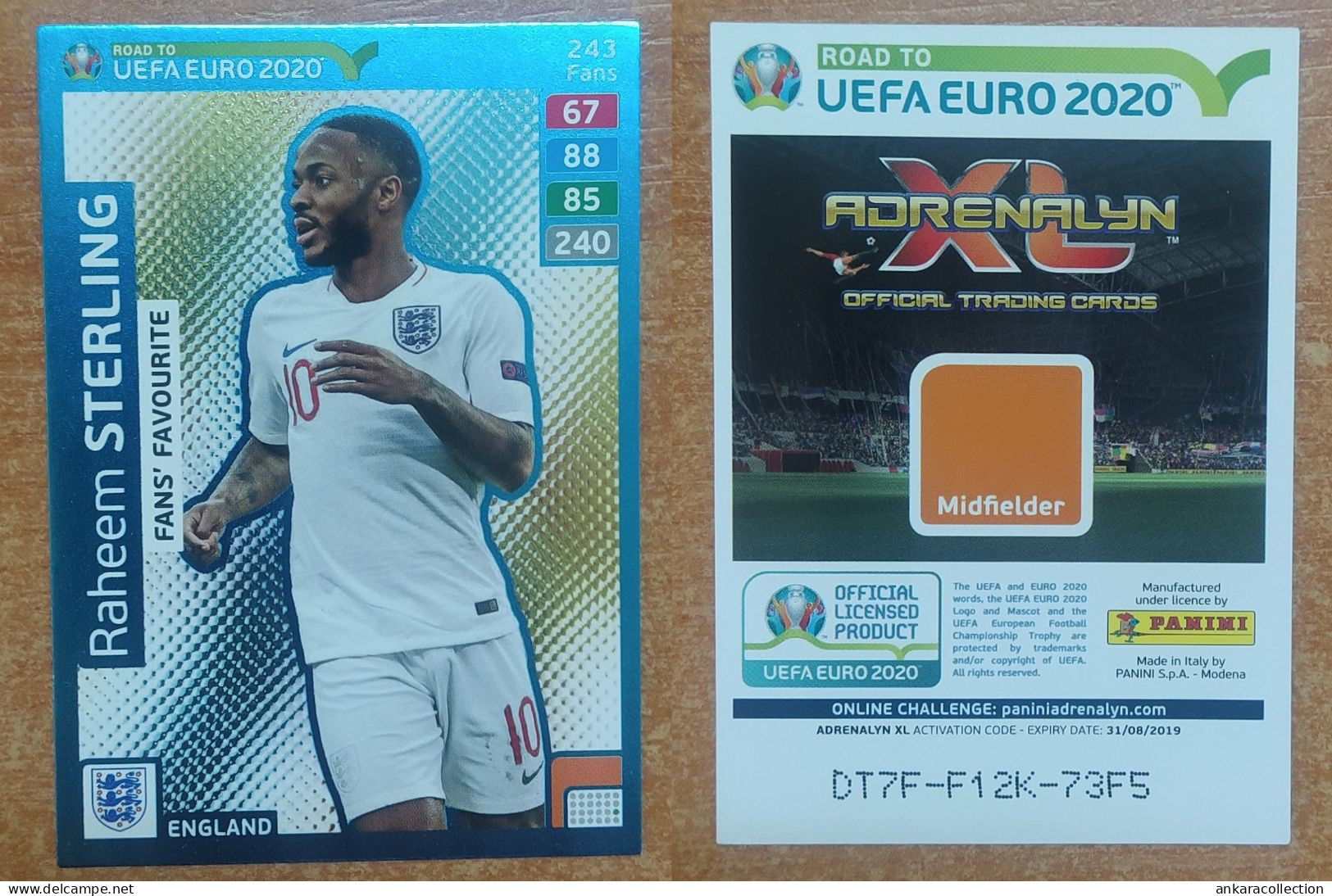 AC - RAHEEM STERLING  ENGLAND  UEFA EURO 2020  PANINI FIFA 365 2019 ADRENALYN TRADING CARD - Tarjetas