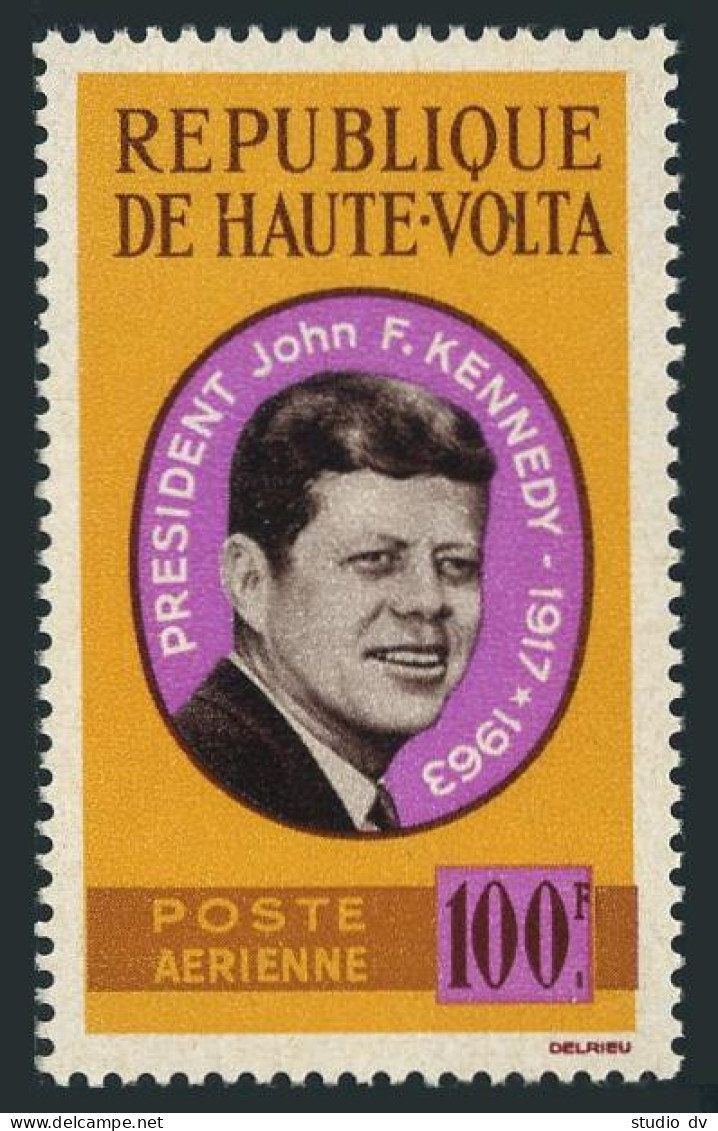 Burkina Faso C19, C19a Sheet, MNH. Mi 155,Bl.2. President John F. Kennedy, 1964. - Burkina Faso (1984-...)