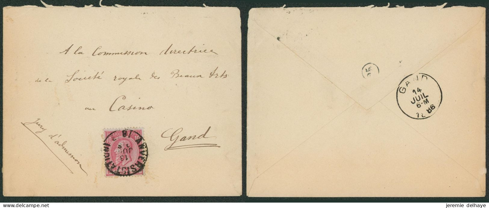 émission 1884 - N°46 Sur Lettre Obl Simple Cercle "Anvers (station)" > Gand - 1884-1891 Leopoldo II