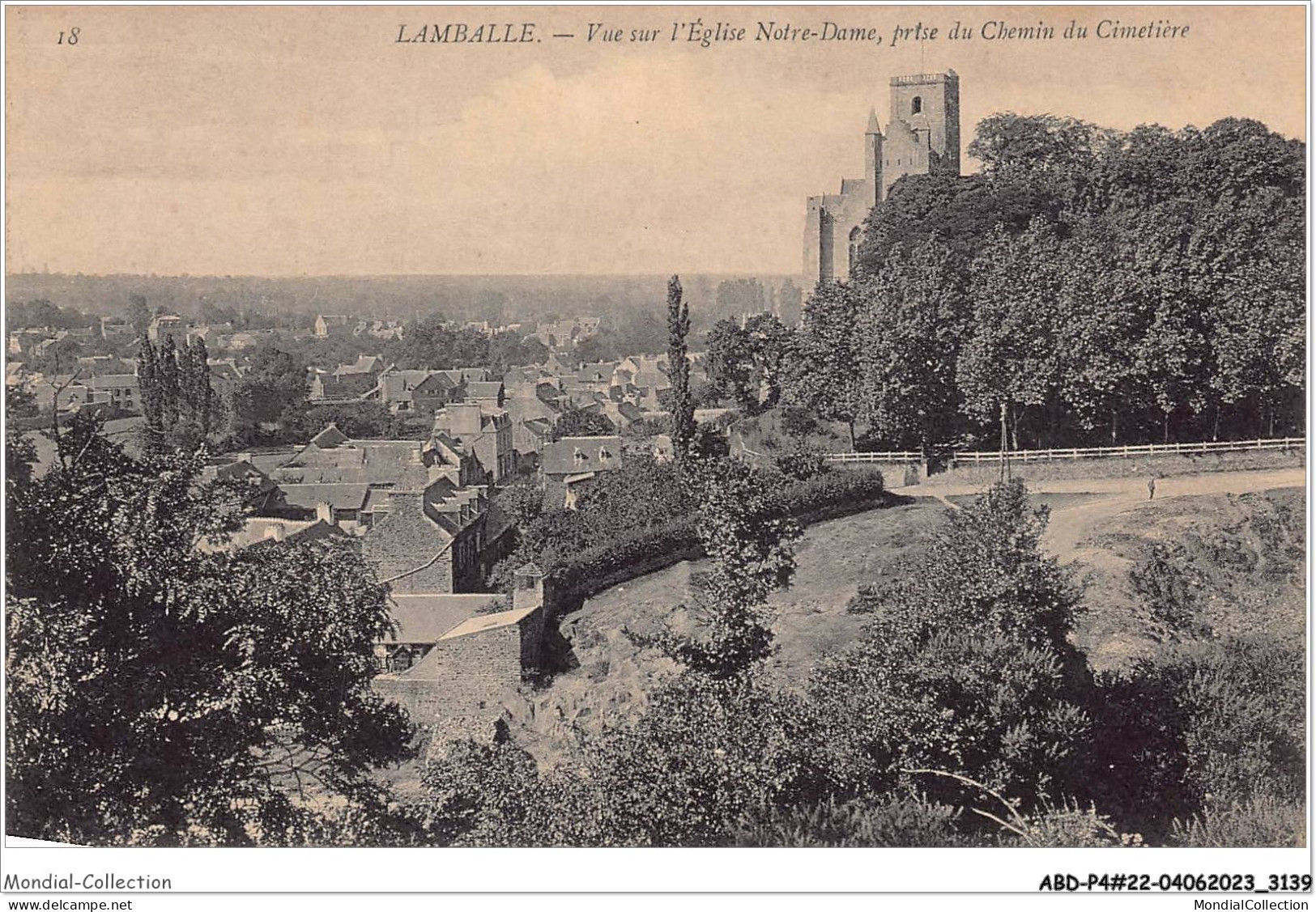 ABDP4-22-0317 - LAMBALLE - Vue Sur L'Eglise Notre Dame Prise Du Chemin Du Cimetiere - Lamballe