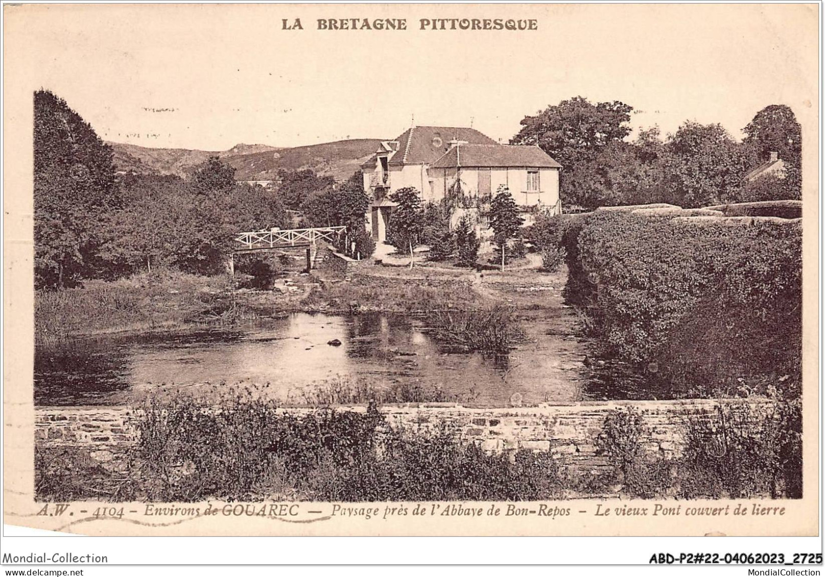 ABDP2-22-0110 - Environs De GOUAREC  - Paysage Pres De Abbaye De Bon Repas - Le Vieux Pont Couvert De Lierre - Gouarec