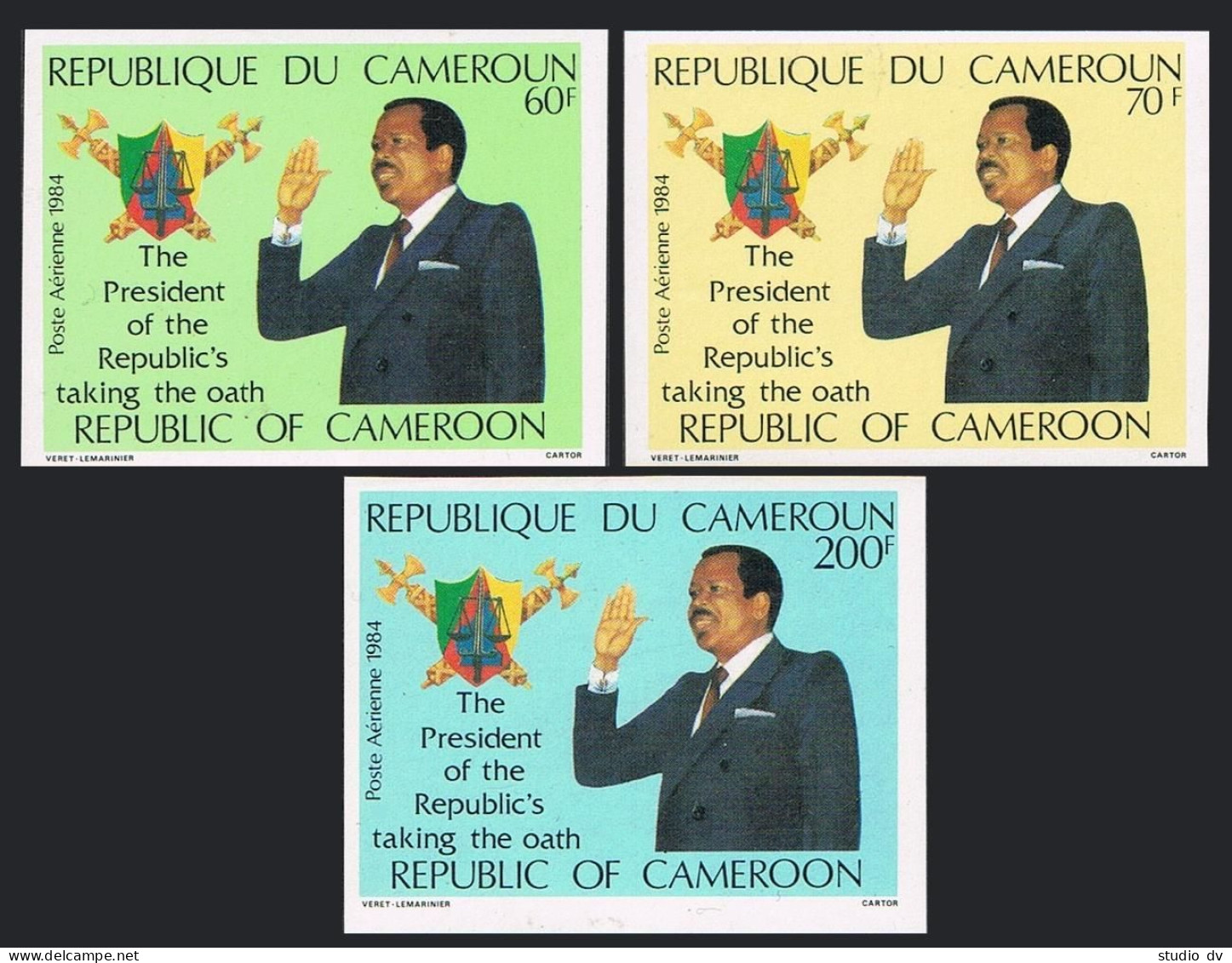 Cameroun C316a-C318a Imperf English,MNH.Michel 1061-1062. Presidential Oath,1984 - Cameroun (1960-...)