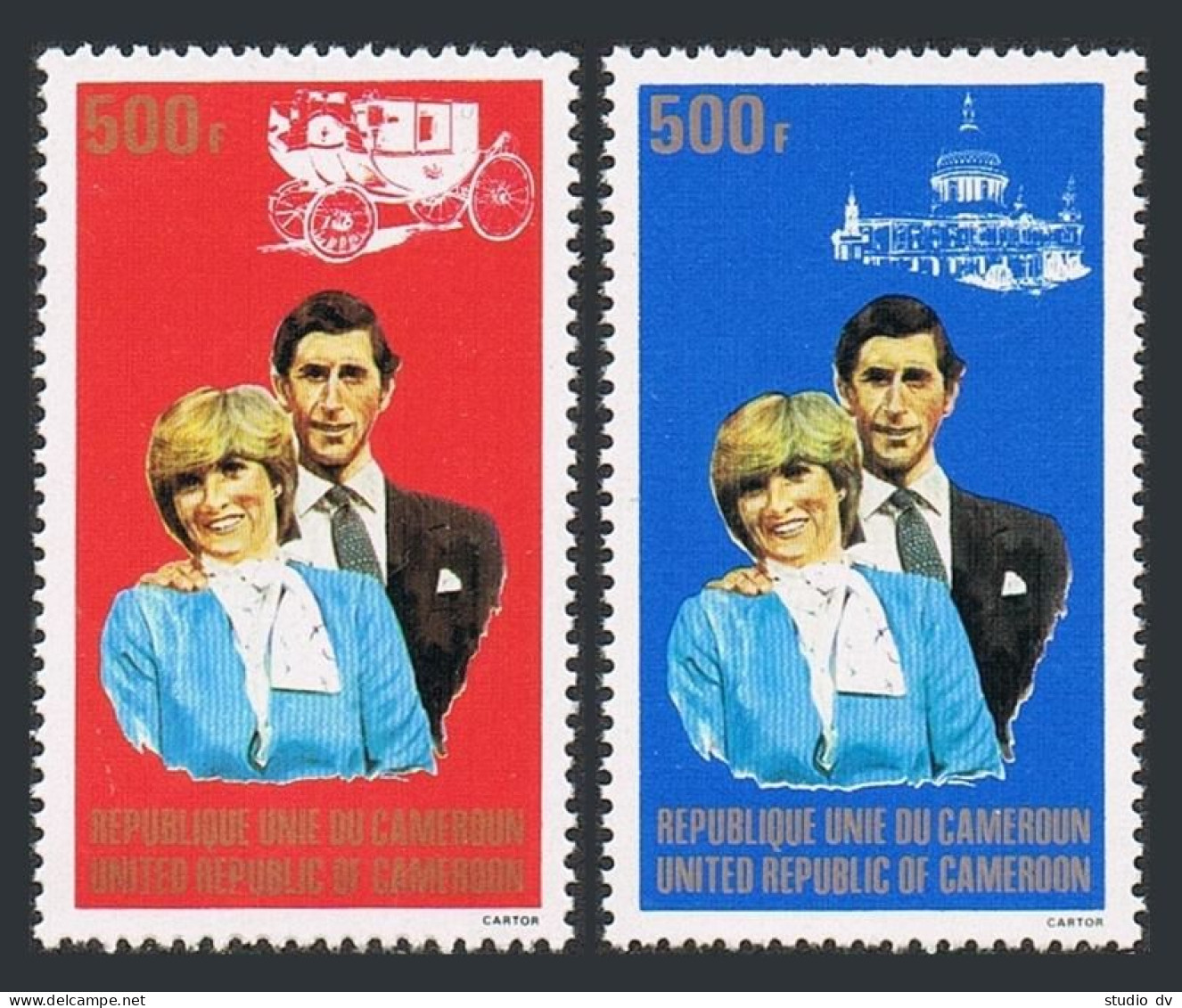 Cameroun 694-695,695a,MNH.Mi 954-955,Bl.18. Wedding 1981.Prince Charles,Diana. - Kameroen (1960-...)