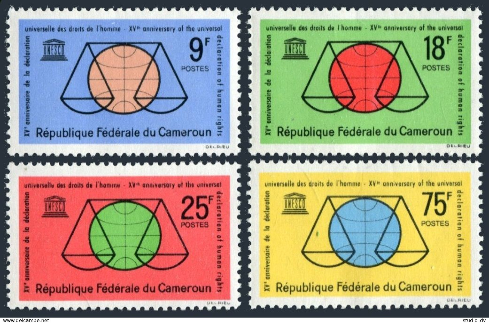 Cameroun 392-395,MNH.Michel 399-402. Declaration Of Human Rights,15th Ann.1963. - Cameroun (1960-...)