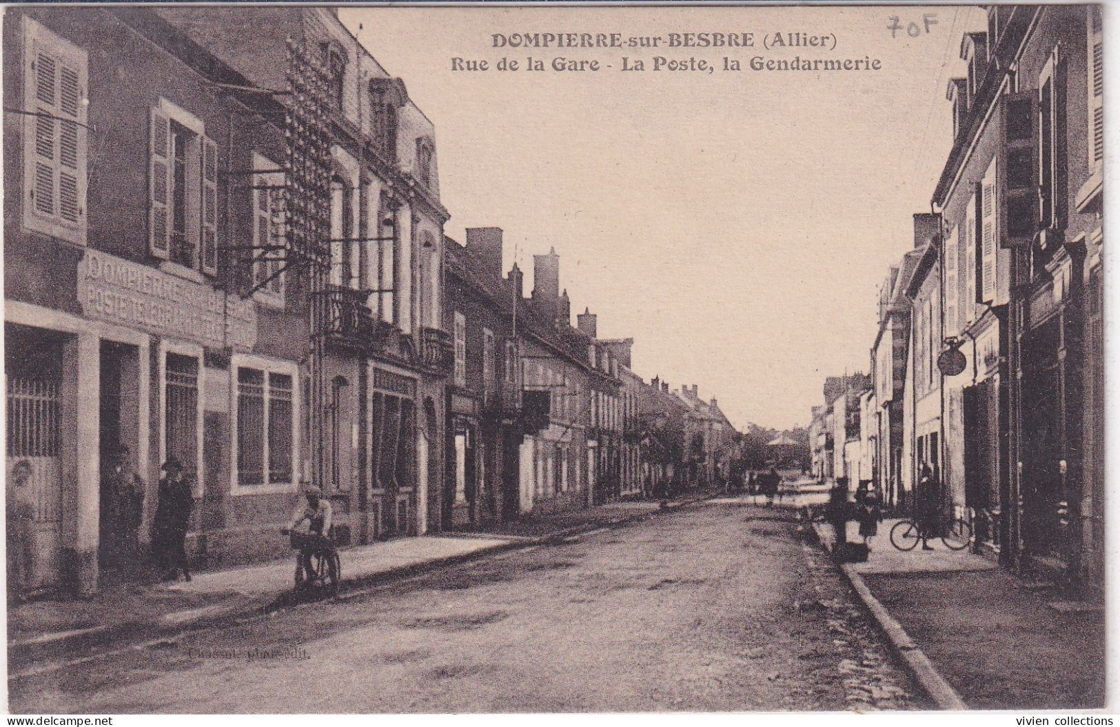 Dompierre Sur Besbre (03 Allier) Rue De La Gare La Poste La Gendarmerie - édit. Lardier Circulée 1932 - Other & Unclassified
