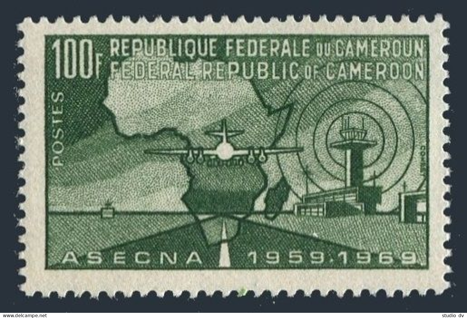 Cameroun 500,MNH.Michel 602. ASECNA.Plane,Map Of Africa.1969. - Kamerun (1960-...)