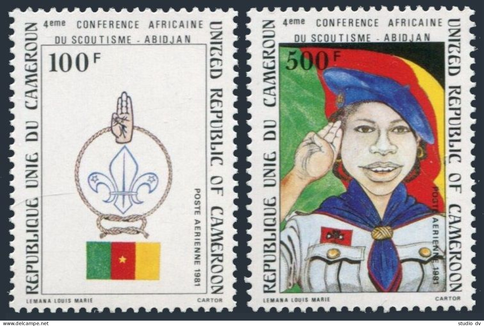 Cameroun C293-C294,MNH.Michel 960-961. Scouting Conference Abidjan-1981.Salute, - Cameroun (1960-...)