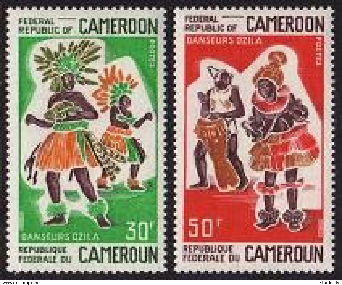 Cameroun 507-508, MNH. Michel 625-626. Ozila Dancers, Drummer, 1970. - Cameroun (1960-...)