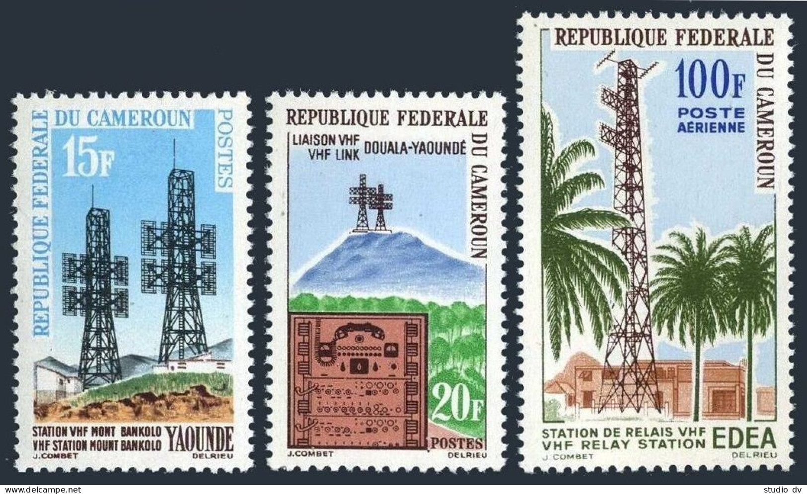Cameroun 384-385, C46, MNH. Michel 388-390. Telegraph Douala-Yaounde, 1963. - Kamerun (1960-...)