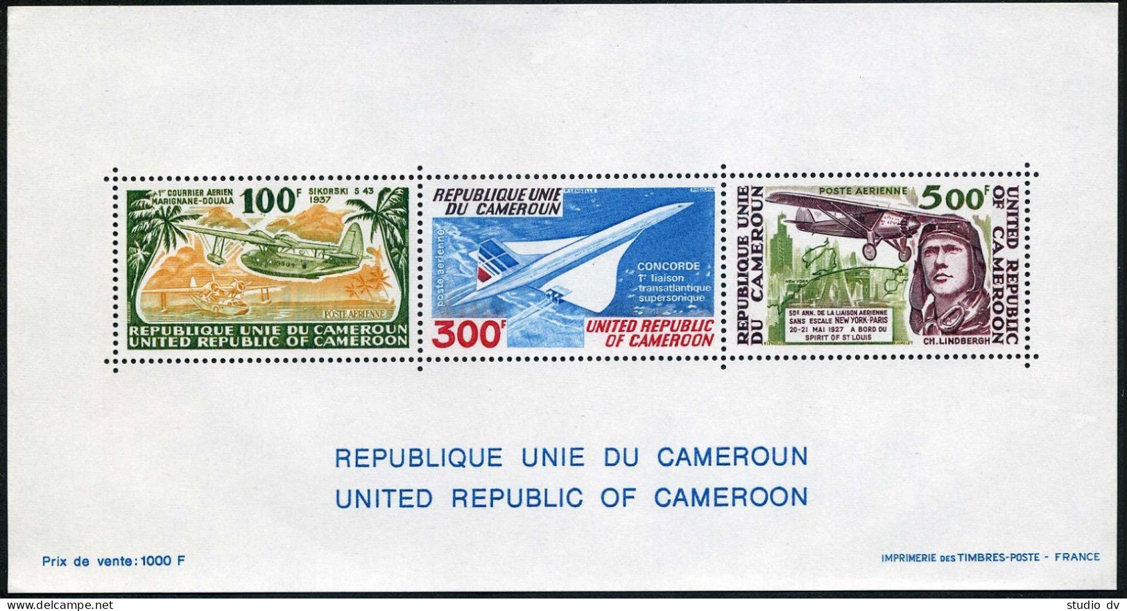 Cameroun C247a,C250a Sheets,MNH.Michel Bl.13-14. Aviation Pioneers,1977. - Cameroun (1960-...)