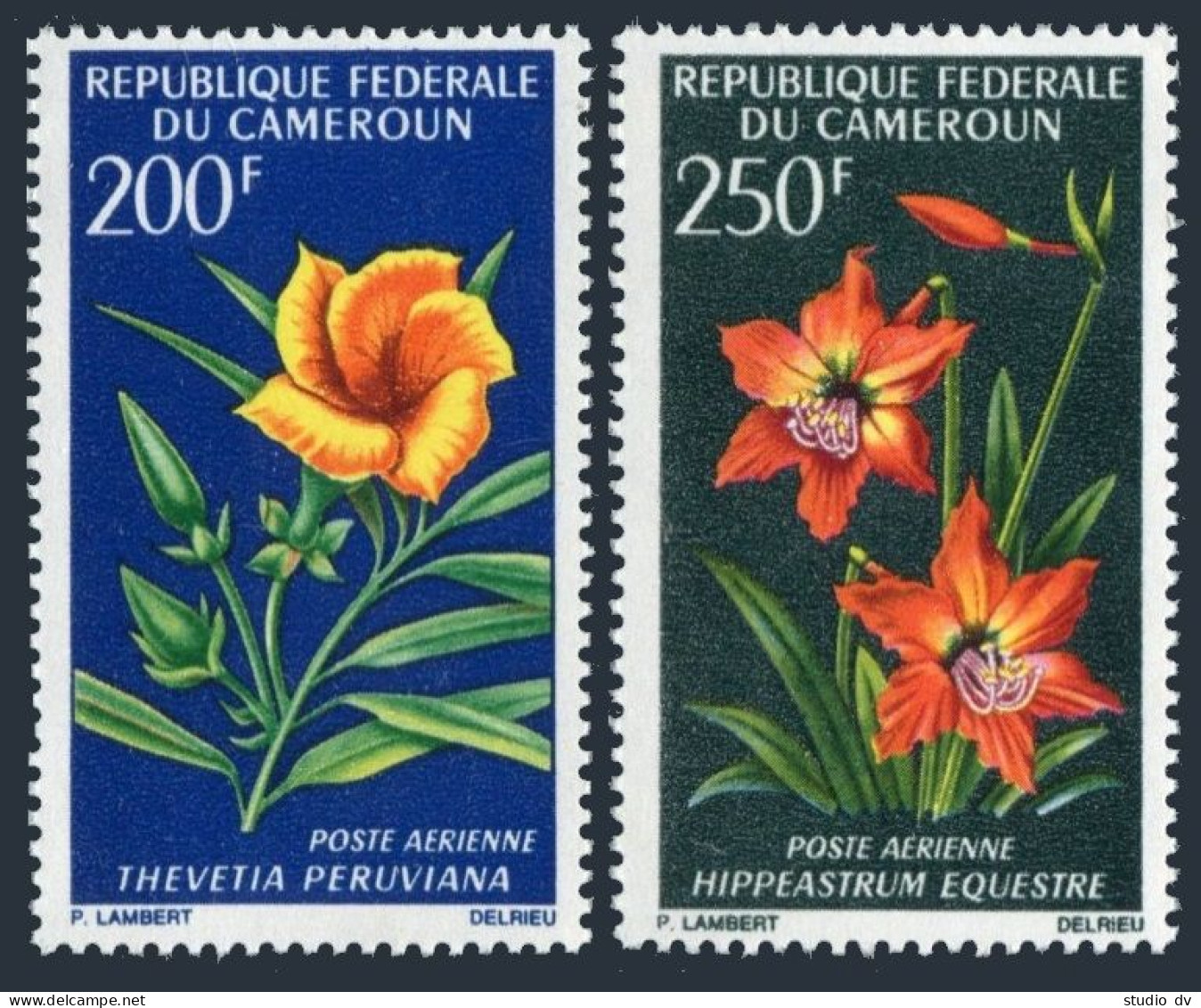 Cameroun C88-C89,MNH.Michel 516-517. Flowers 1967.Amaryllis,Thevetia Peruviana. - Cameroun (1960-...)