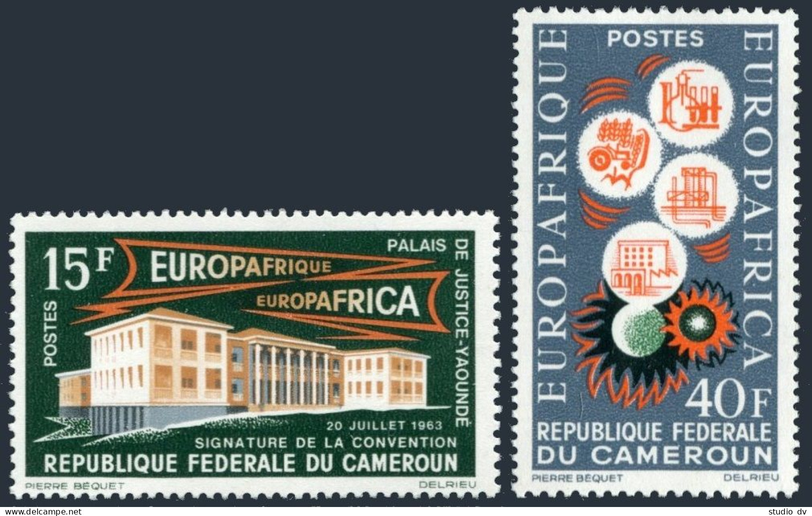 Cameroun 401-402, MNH. Mi 408-409. EUROAFRIQUE 1964. Science, Industry,Education - Cameroun (1960-...)