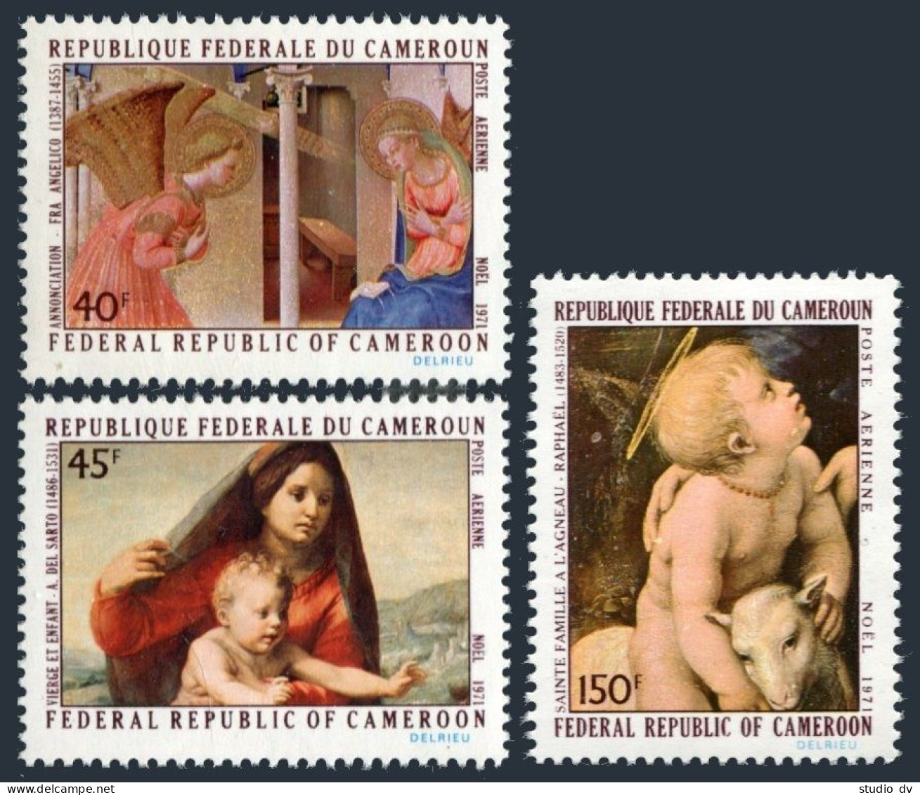 Cameroun C178-C180, MNH. Mi 675-677. Christmas 1971. Fra Angelico, Sarto,Raphael - Kameroen (1960-...)