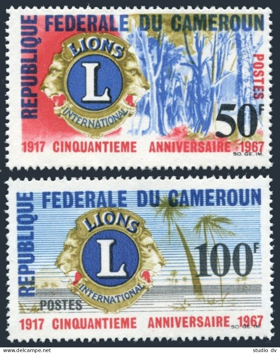 Cameroun 455-456, MNH. Michel 497-498. Lions International-50,1967.Forest,Palms. - Kamerun (1960-...)