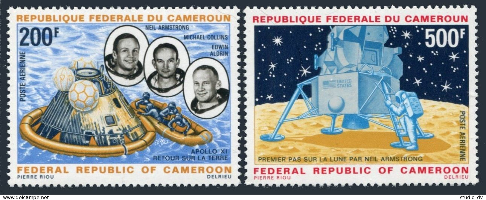Cameroun C135-C136, MNH. Michel 600-601. Moon, 1969. Armstrong, Collins, Aldrin. - Cameroun (1960-...)