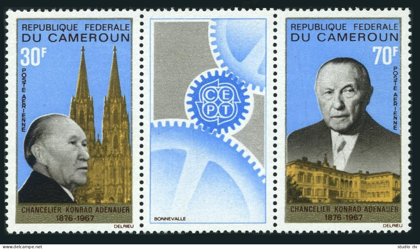 Cameroun C95-C96a, MNH. Mi 528-529. Konrad Adenauer, Chancellor Of Germany, 1967 - Kamerun (1960-...)