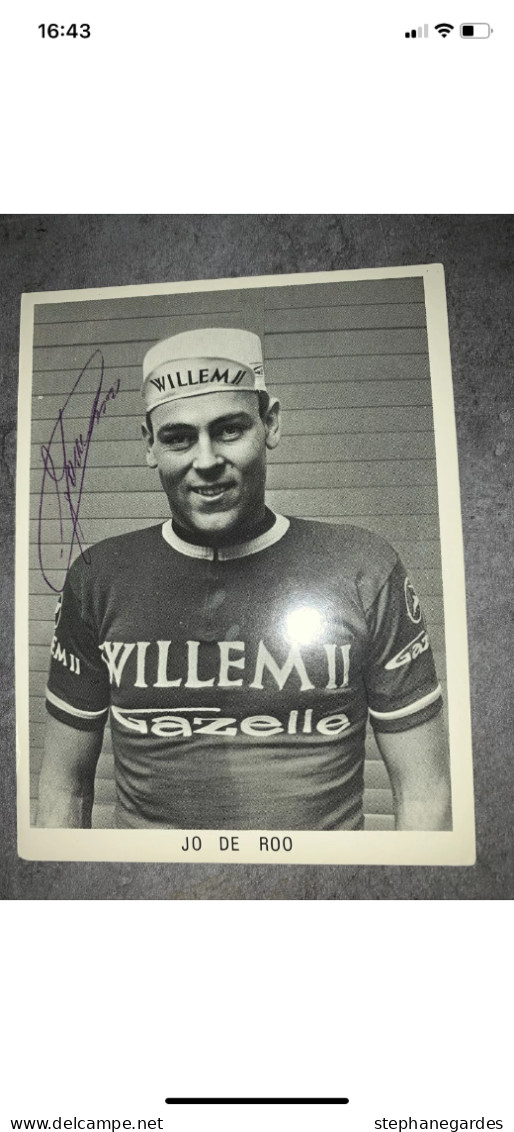 Carte Postale Souple Cyclisme Jo De Roo Signée Tour De France 1960-64-65-66-67 - Cycling