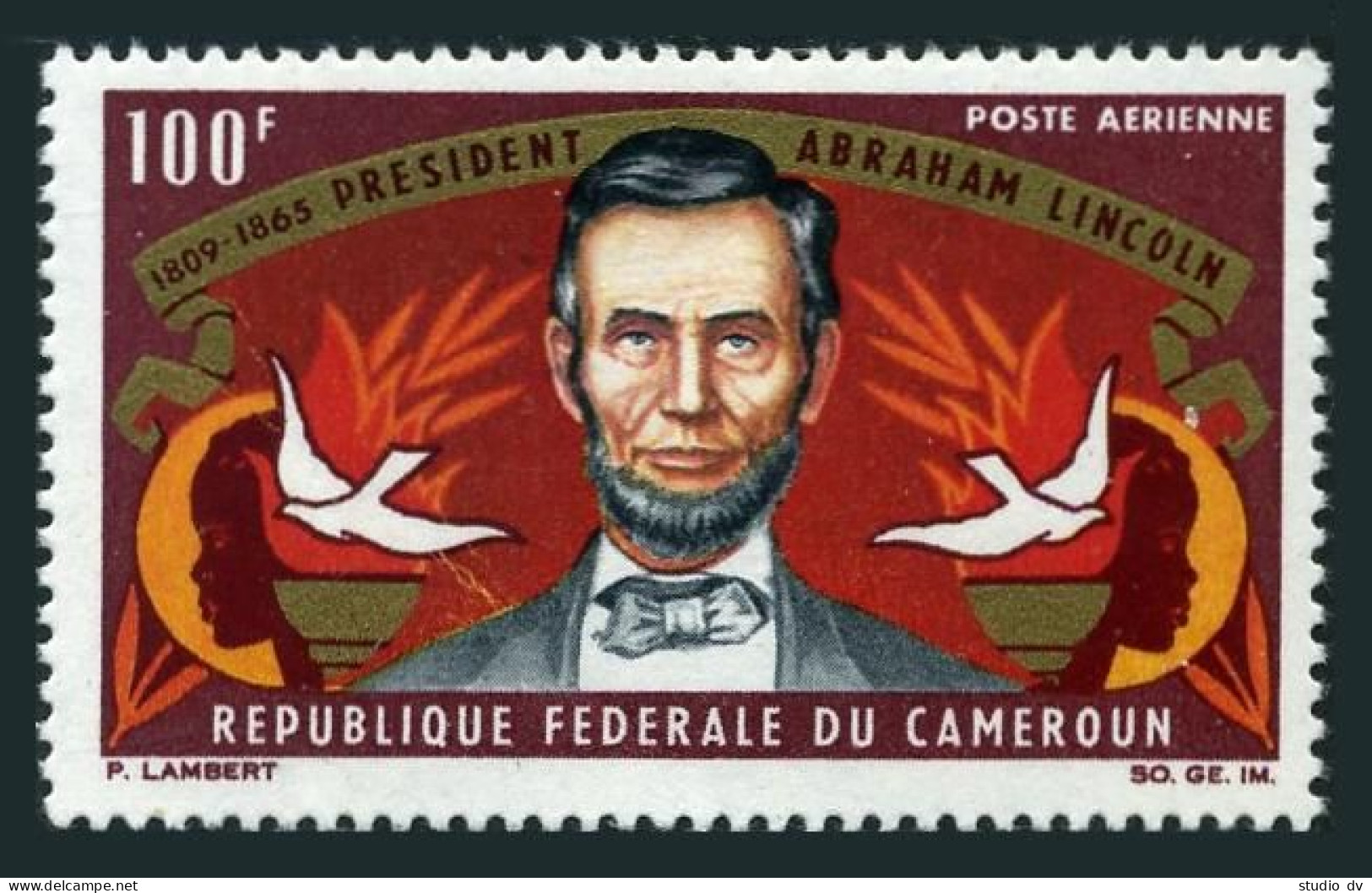 Cameroun C53, MNH. Michel 424. Abraham Lincoln, 1965. Birds. - Cameroun (1960-...)